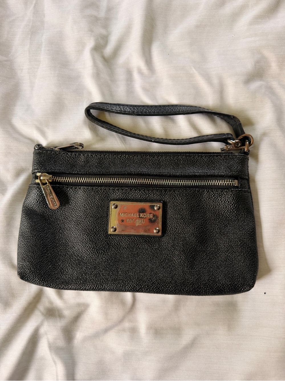 Michael Kors MK Logo Leather Wristlet